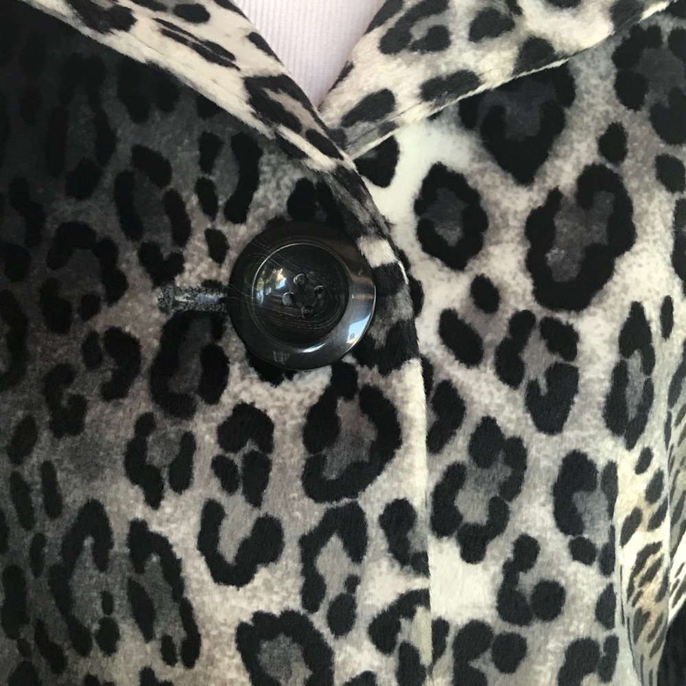 Leopard Print Velour jacket blazer size medium black gray white - Picture 6 of 6
